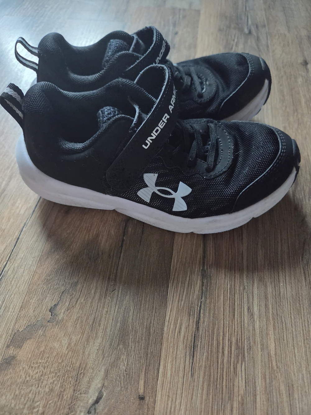 Under Armour Kids Black and White Velcro Athletic Sneakers